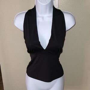 NWOT Cozy USA Black Open Back Top